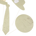 10 accessoires photobooth "sauge feuilles dorées"