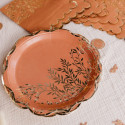 8 assiettes "terracotta feuilles dorées" - 23 cm