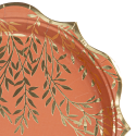 8 assiettes "terracotta feuilles dorées" - 23 cm