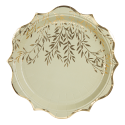 8 assiettes "sauge feuilles dorées" - 23 cm