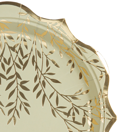 Lot De 40 Assiettes + 40 Serviettes En Carton Vert Sauge - 4 Tons Assortis, Bord Festonné - Pour Anniversaire, Garden-party, Mariage Rustique