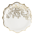8 assiettes "blanc feuilles dorées" - 23 cm