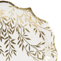 8 assiettes "blanc feuilles dorées" - 23 cm