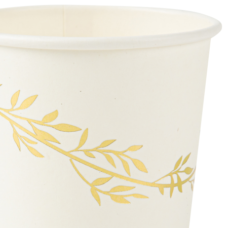 8 gobelets "blanc feuilles...