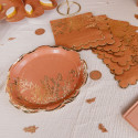 16 serviettes "terracotta feuilles dorées"