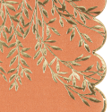 16 serviettes "terracotta feuilles dorées"