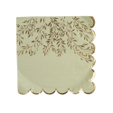 16 serviettes "sauge feuilles dorées"