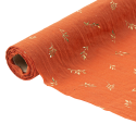 5 m chemin de table mousseline "terracotta feuilles dorées" - 28 cm