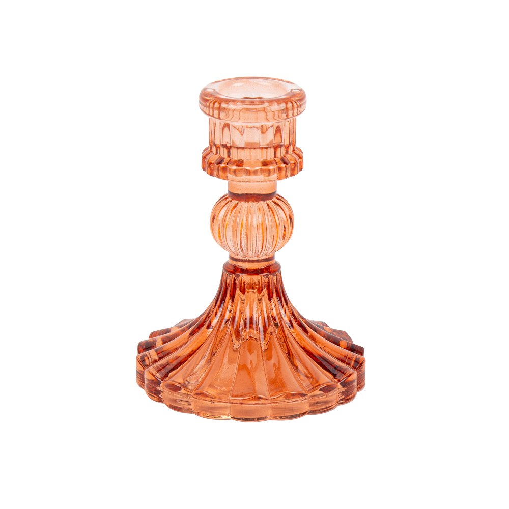 Bougeoir en verre "terracotta" - 10,5 cm