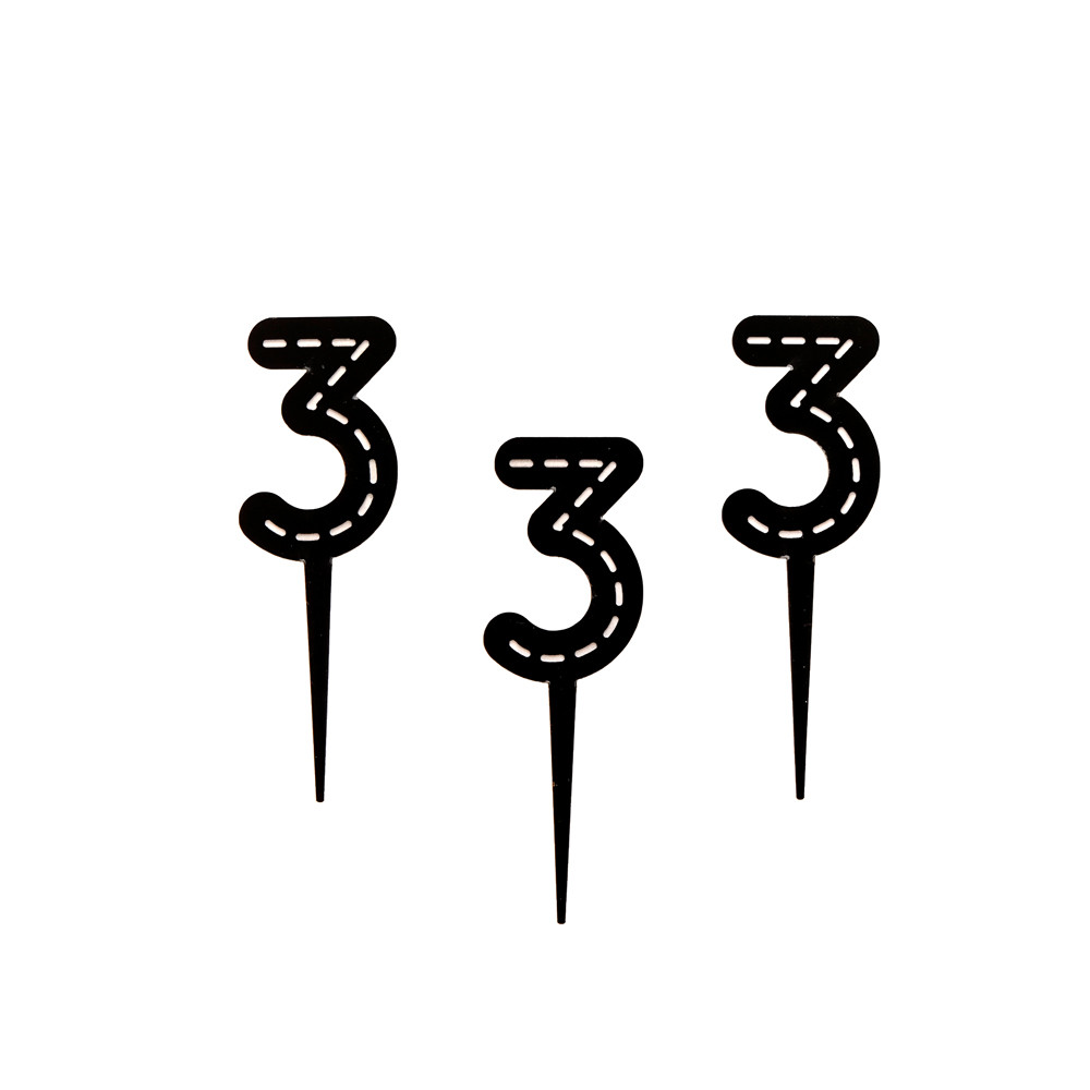 3 pics à gâteaux chiffre "route"