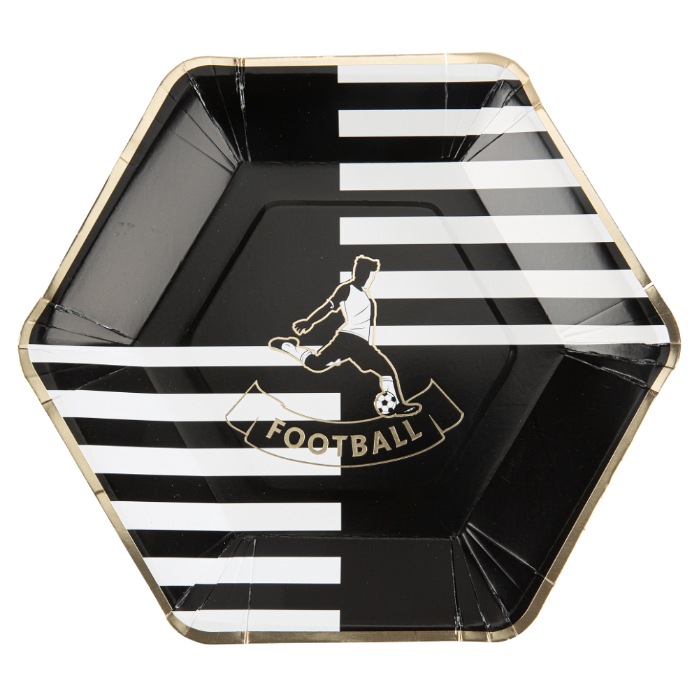 8 assiettes hexagonales "football" - 26 cm