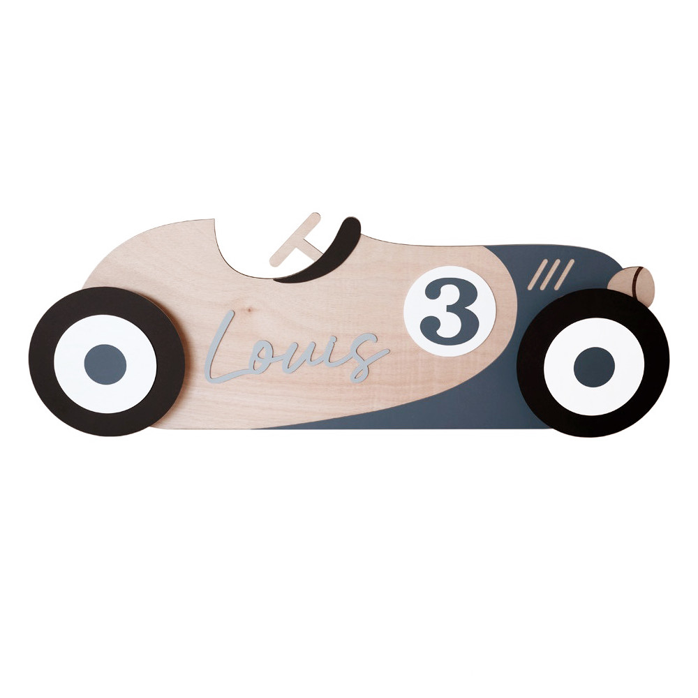 Voiture autoportante personnalisable en bois et plexiglas - 85 cm