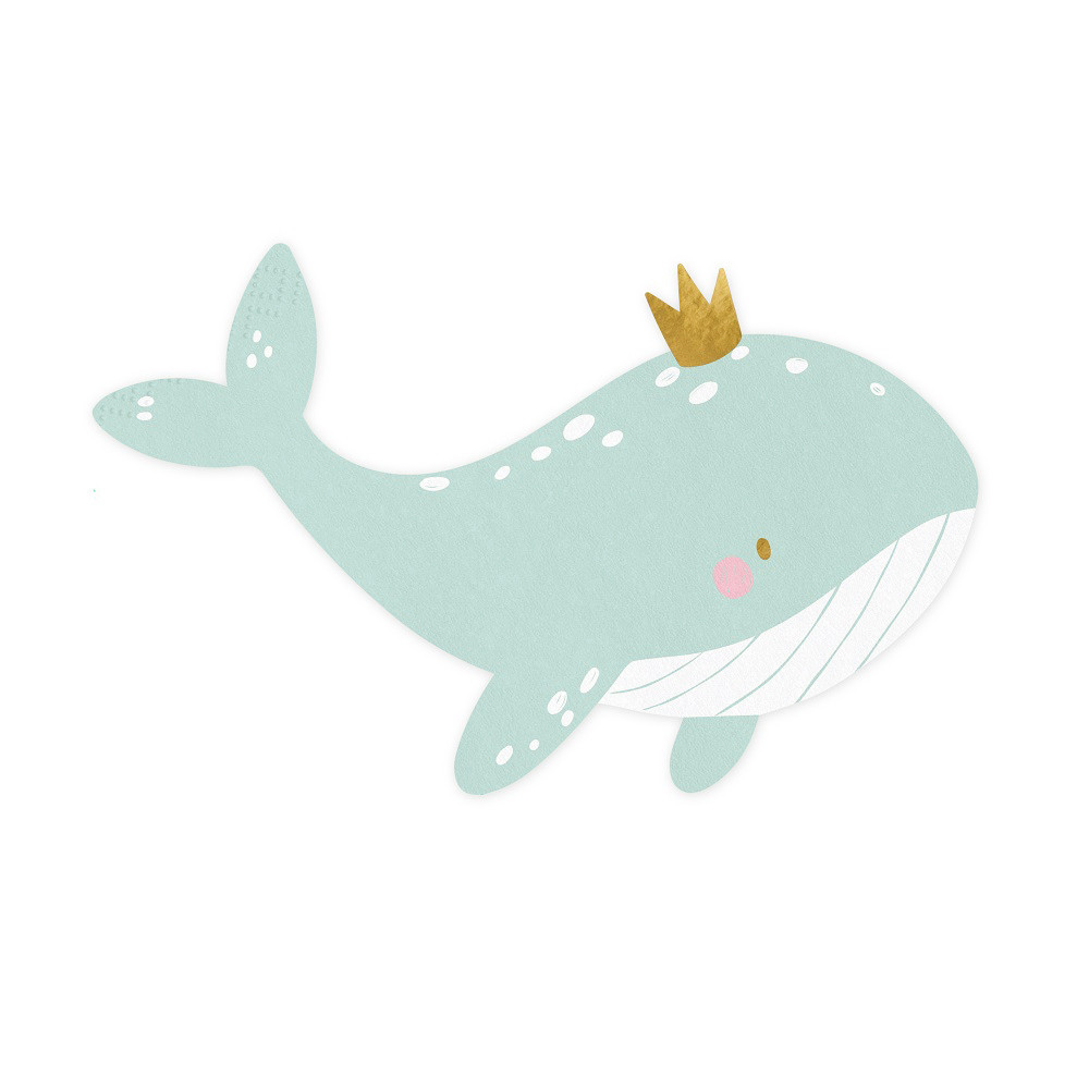 20 serviettes "baby baleine" - 16 cm