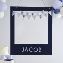 Cadre photobooth personnalisable bleu "Happy birthday"