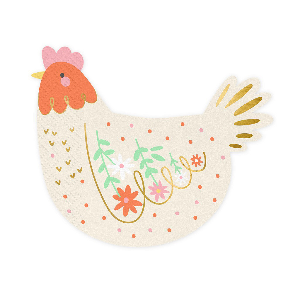 20 Serviettes de table Poule - mix -