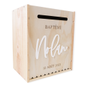 Urne en bois personnalisable "baptême festons"