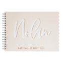 Livre d'or rectangle personnalisable en bois "baptême festons"