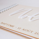 Livre d'or rectangle personnalisable en bois "baptême festons"