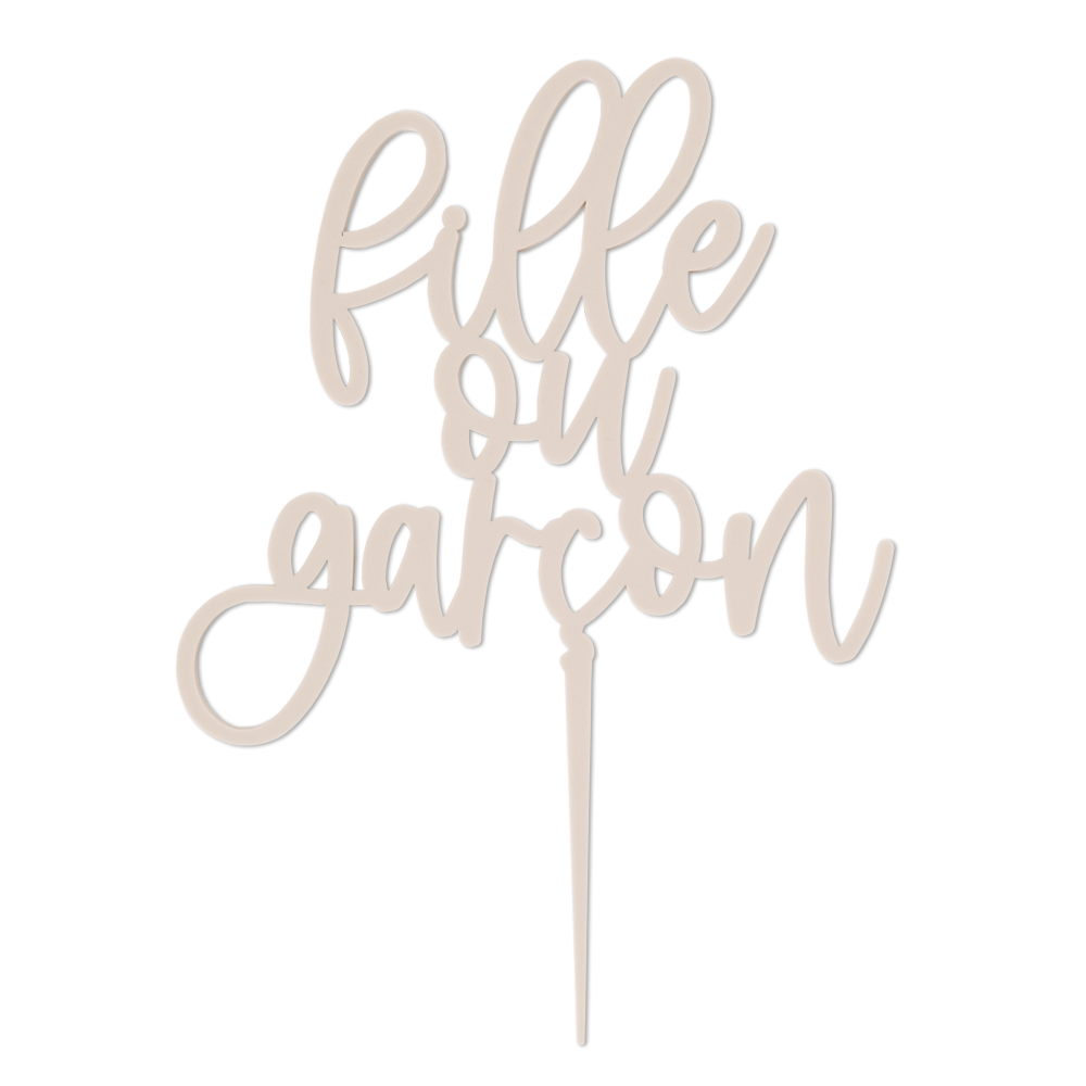 Cake topper "Fille ou garçon" - couleur au choix