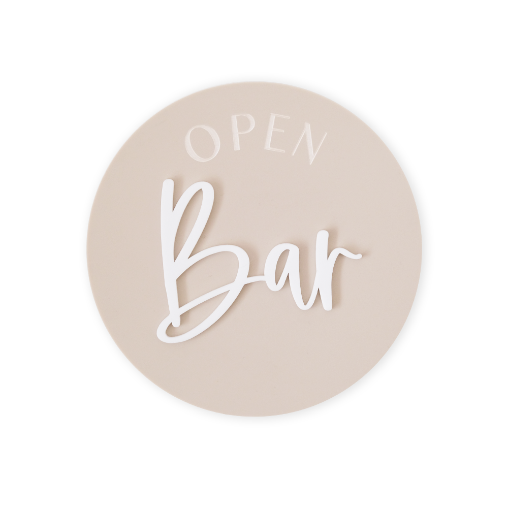 Panneau rond plexiglas "OPEN BAR"
