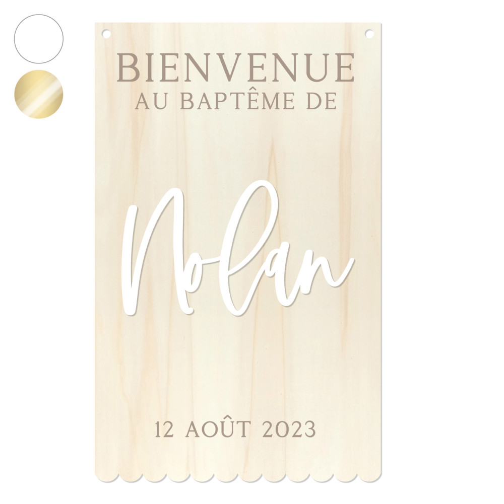 Panneau personnalisable suspendu "Baptême festons"