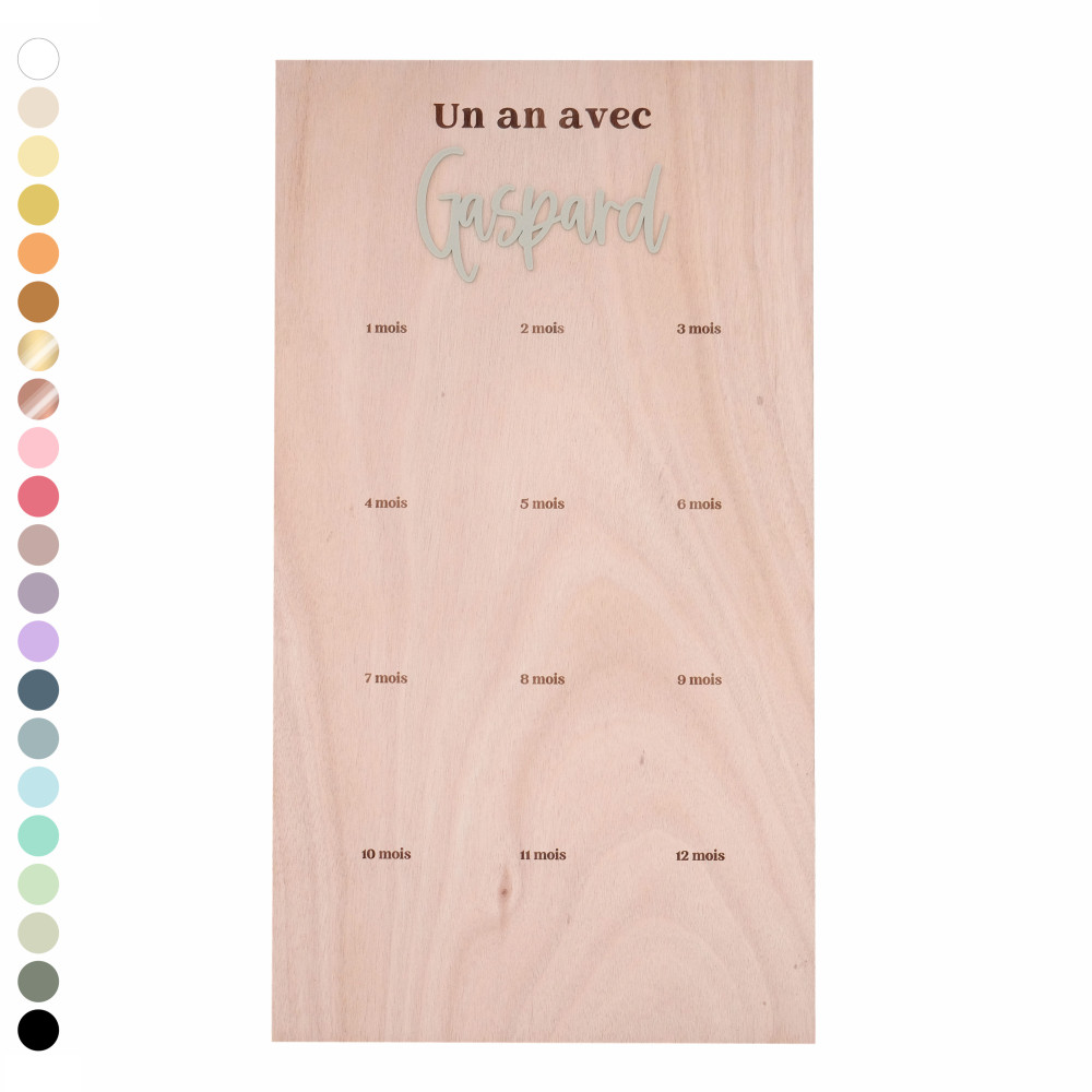 Panneau photo personnalisable "un an avec..." - couleur au choix