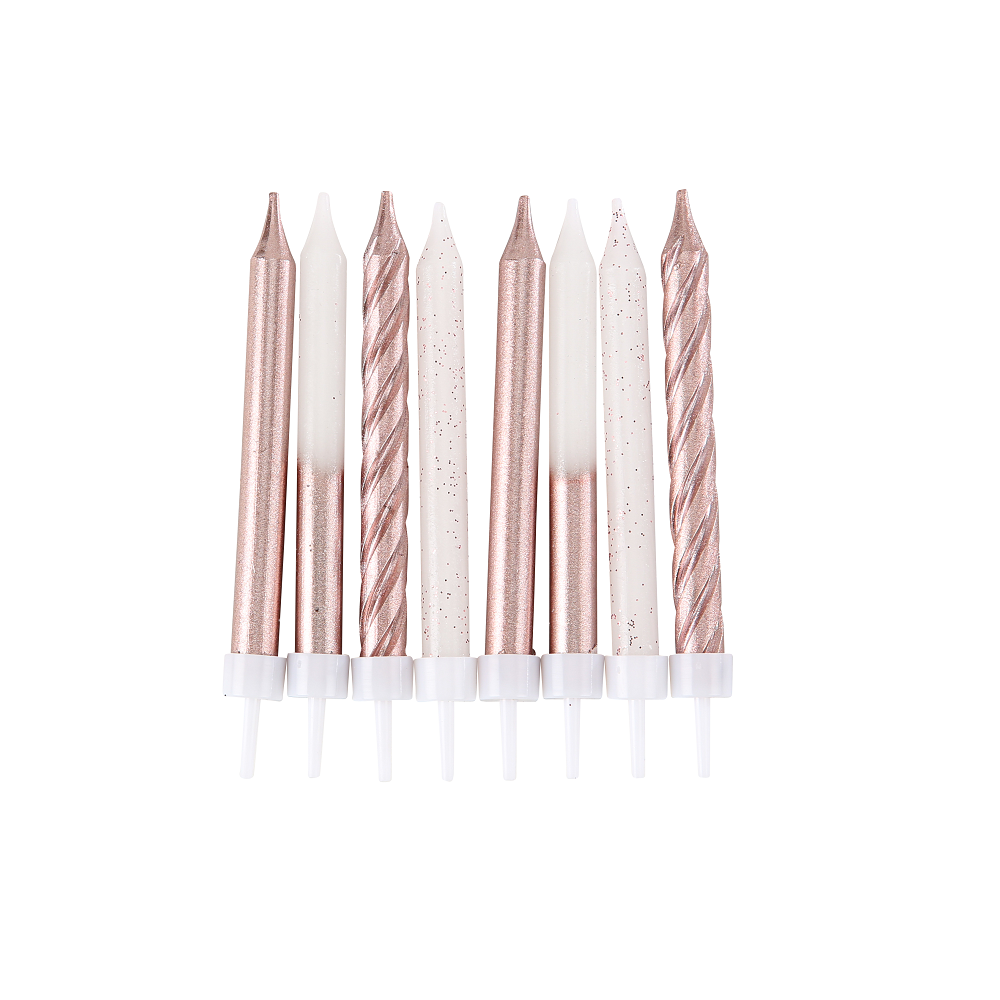 8 bougies tendances "rose gold"