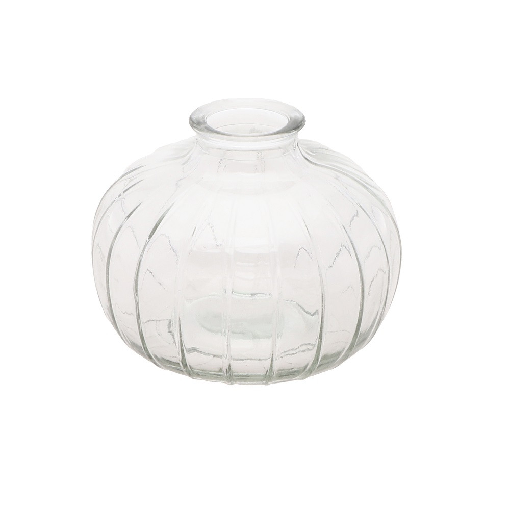 Vase boule en verre strié "transparent" - 11 cm