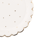 8 assiettes festons "blanc pois dorés" - 23 cm