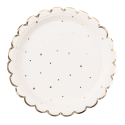 8 assiettes festons "blanc pois dorés" - 23 cm