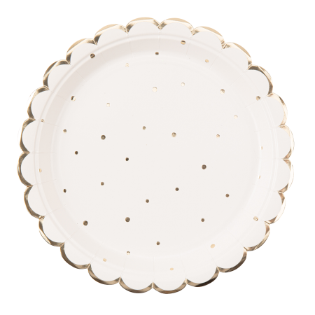 8 assiettes blanc liseré doré - 23 cm