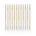 12 bougies longues "marbre nude" - 18 cm