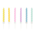 6 bougies pastel torsadées