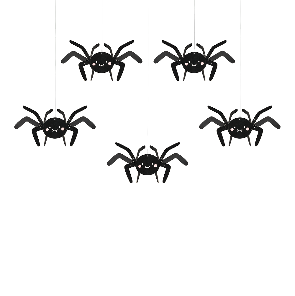5 Décorations en papier - Araignées - noir