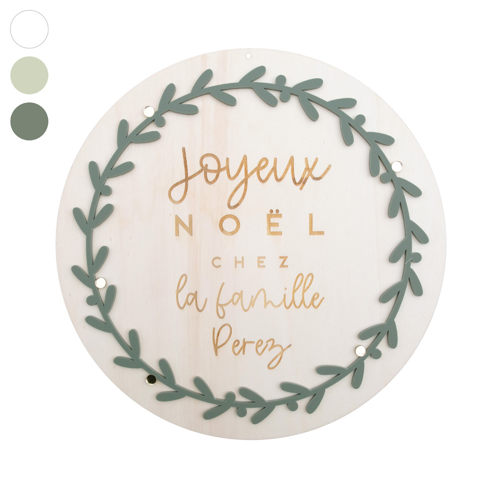 Suspension personnalisable "couronne de noël" - couleur au choix