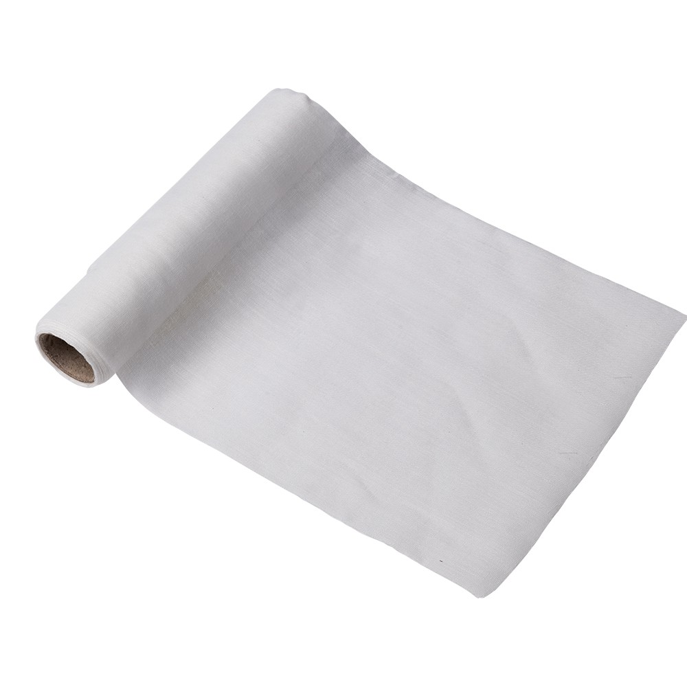 5 m chemin de table mousseline de coton blanc - 28 cm