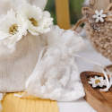 4 pochons voile "fleurs brodées"