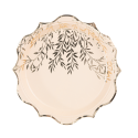 8 assiettes "blush feuilles dorées" - 23 cm