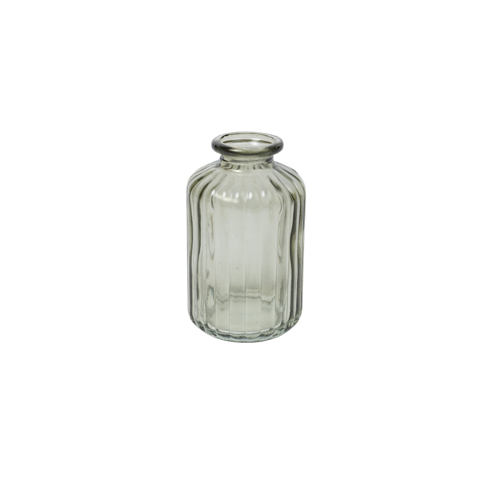 Vase en verre strié "vert sauge" - 10 cm