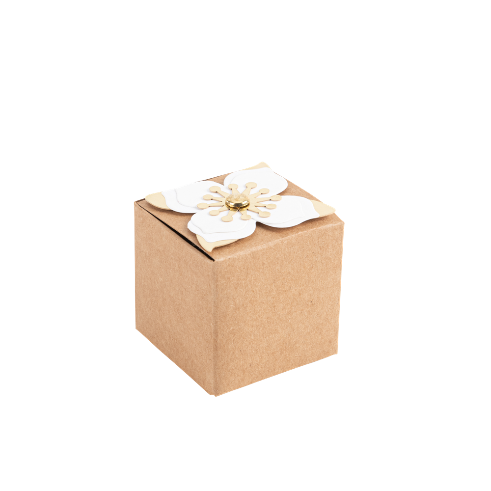 10 boîtes kraft et fleur - 5 cm