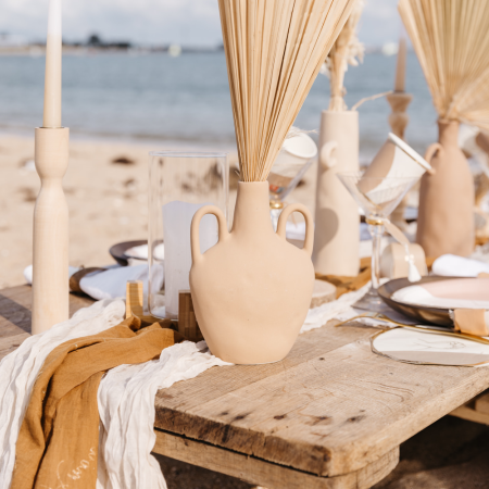 Bougeoir en bois vanille -...