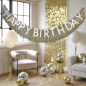 Guirlande franges dorées "happy birthday" - 150 cm