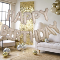 Guirlande de ballons nude et or "happy birthday"