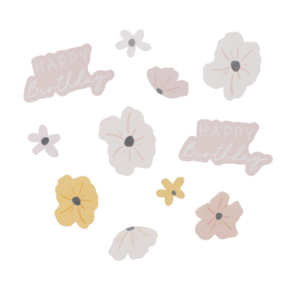 14 g confettis happy birthday "fleurs des champs"