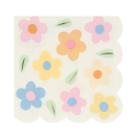 16 petites serviettes marguerites colorées - 16.5 cm