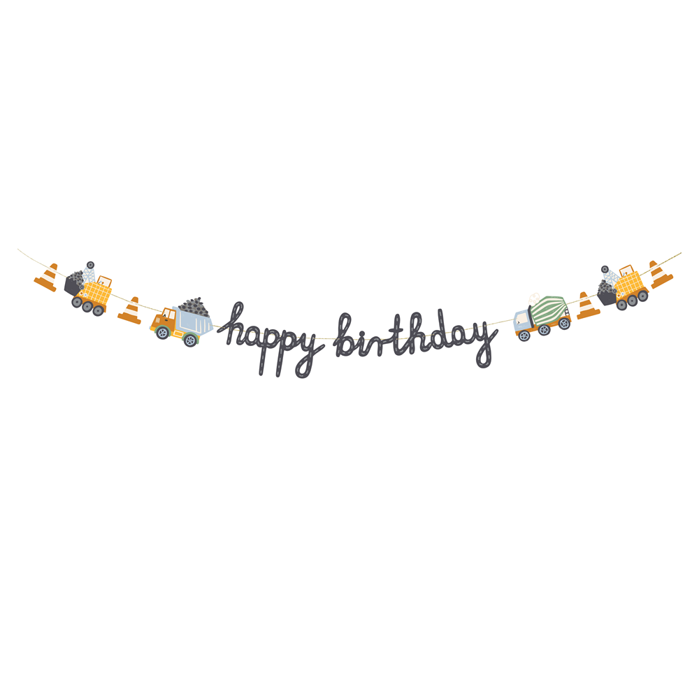 Banniere ''Happy birthday'' Véhicules de chantier