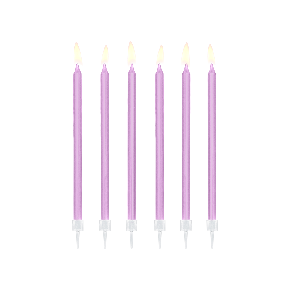 12 Bougies lisses - lilas clair - 14cm