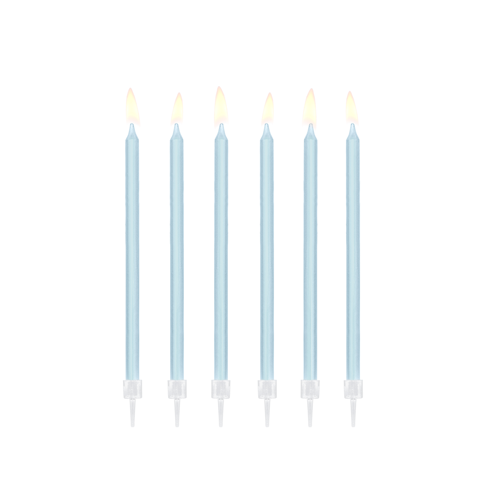 12 Bougies lisses - bleu clair - 14cm