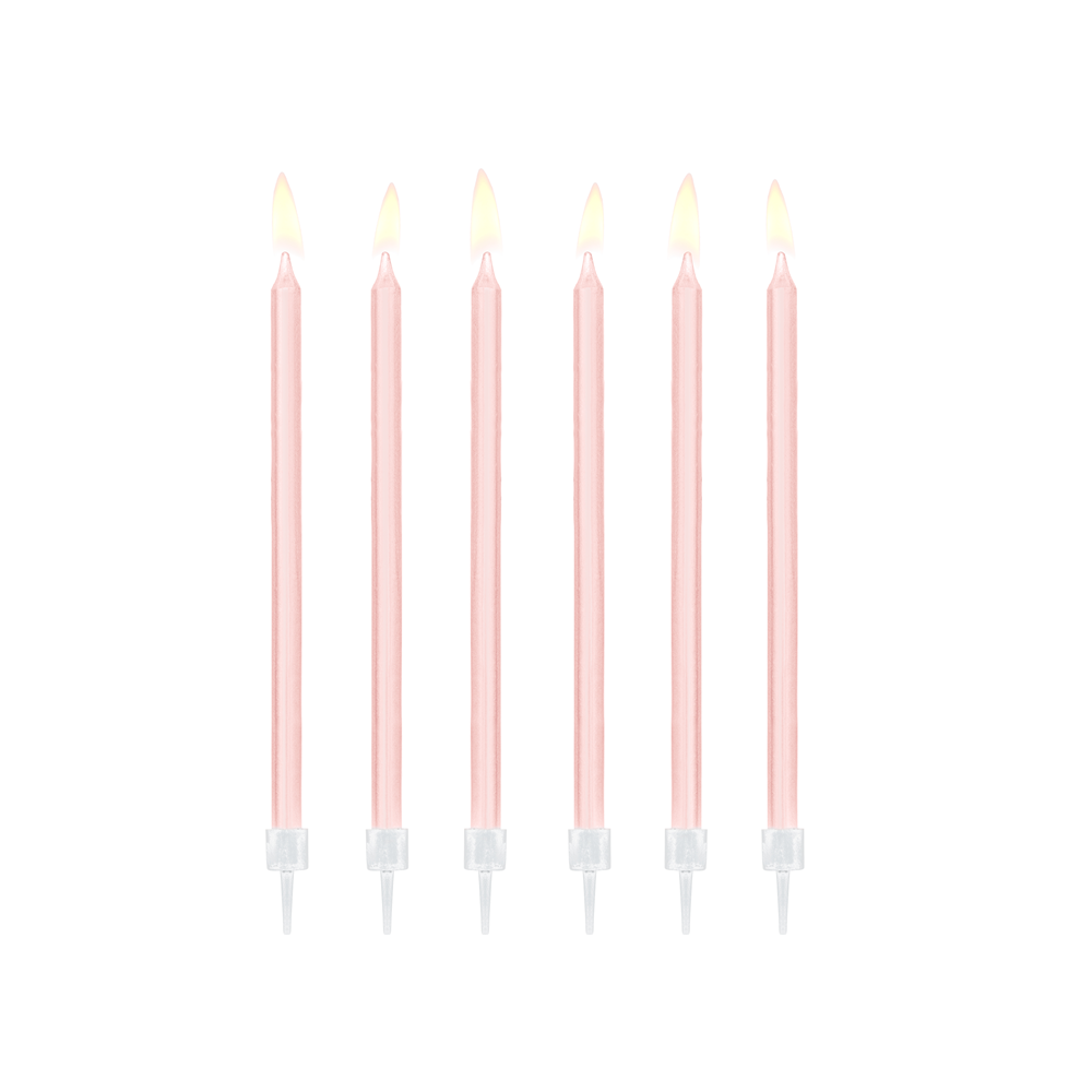 12 bougies longues roses