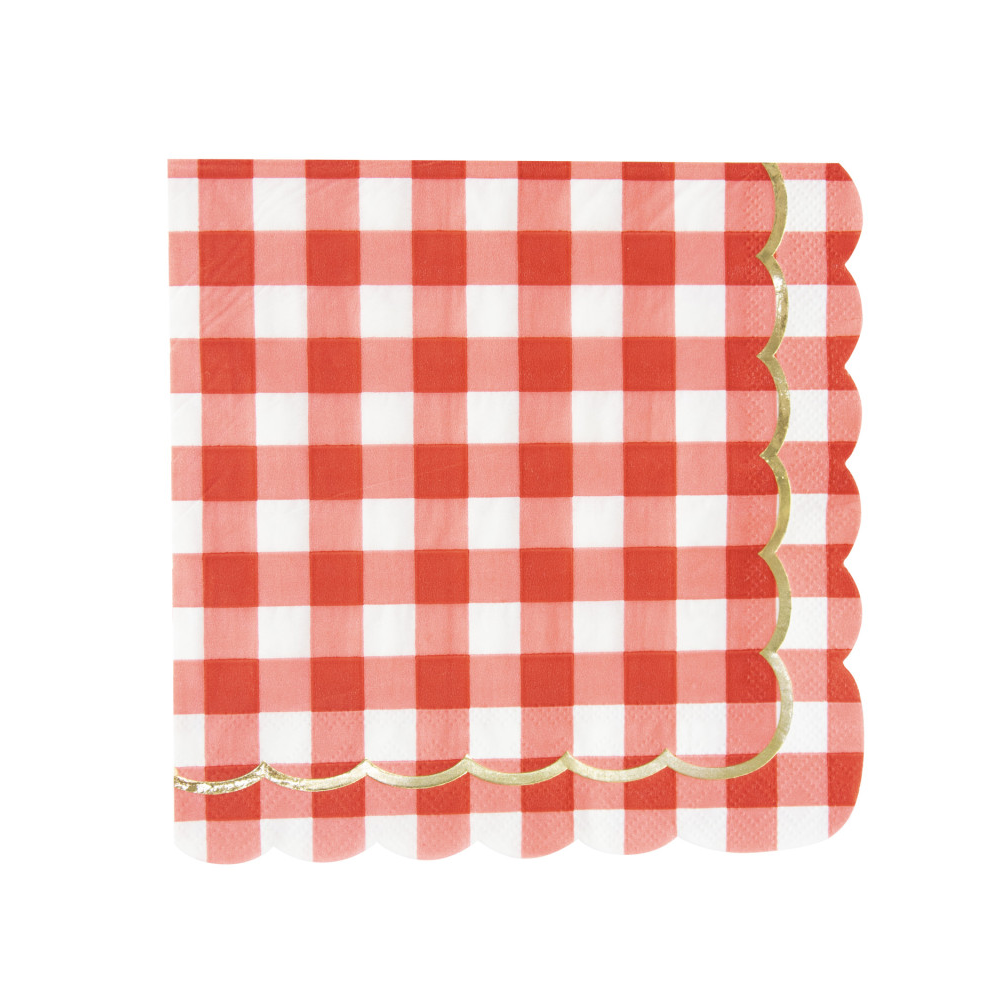 16 serviettes vichy rouges